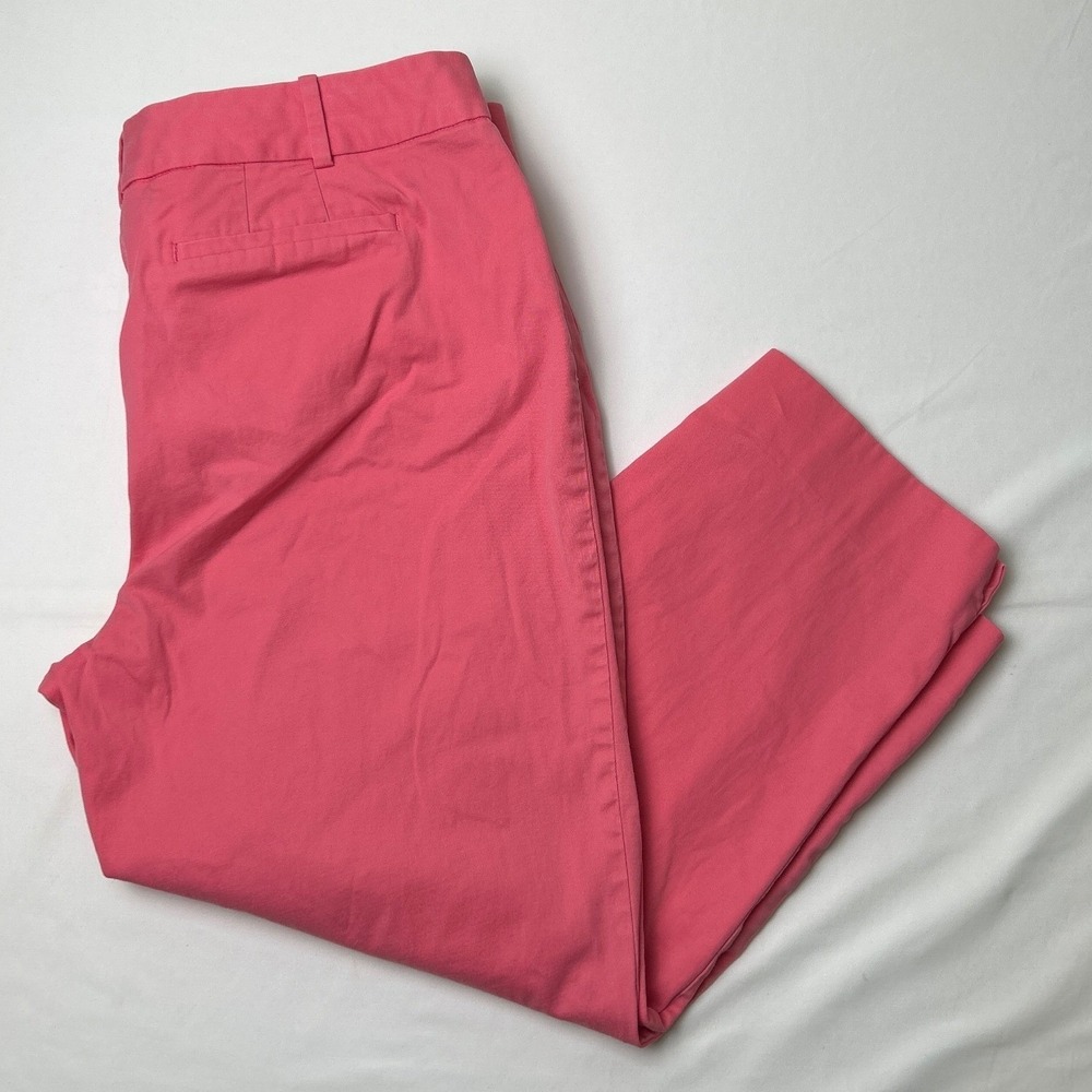Talbots Womens The Perfect Crop Mid Rise Straight Leg Pants Size 12P Pink Preppy